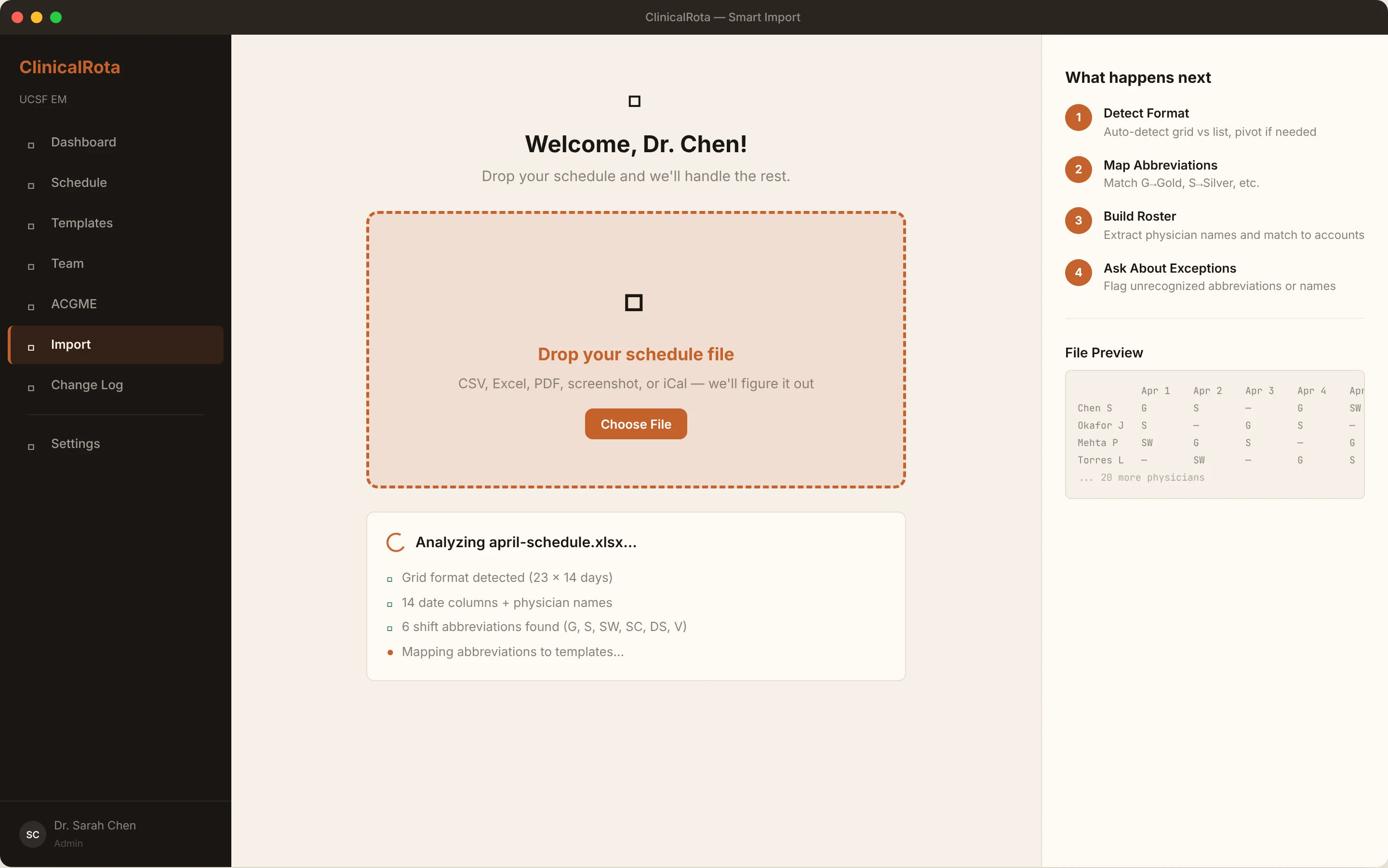 CSV import with AI column mapping
